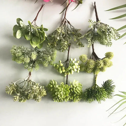 Artificial green plant flower cherry berries bundle living room decor