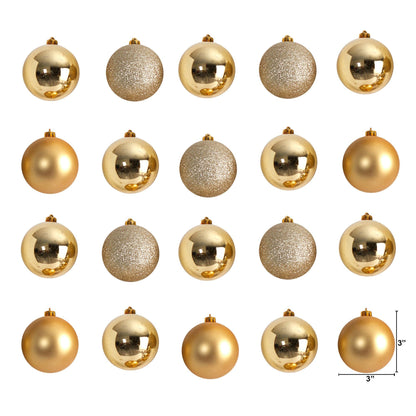Holiday Christmas 20 Count 3” Shatterproof Ornament Set with Re-Useable Storage Container