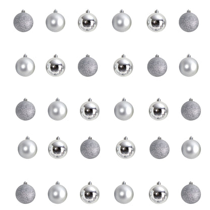 Holiday Christmas 30 Count 2.5” Shatterproof Ornament Set with Re-Useable Storage Container
