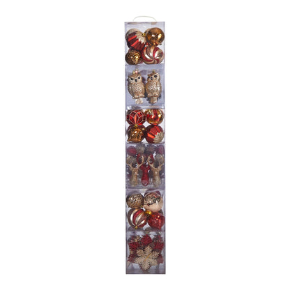 Holiday Deluxe Shatterproof, 52 Count Christmas Tree Ornament Box Set, Re-Useable Container