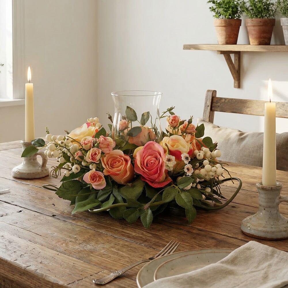 Rose Candelabrum Silk Flower Arrangement