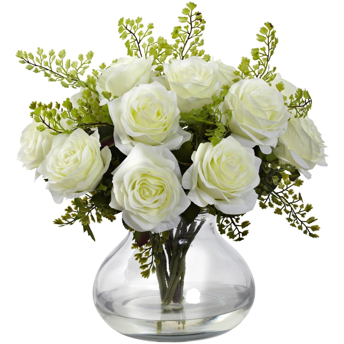 Rose & Maiden Hair Arrangement w/Vase
