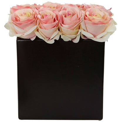 Roses Arrangement in Black Vase