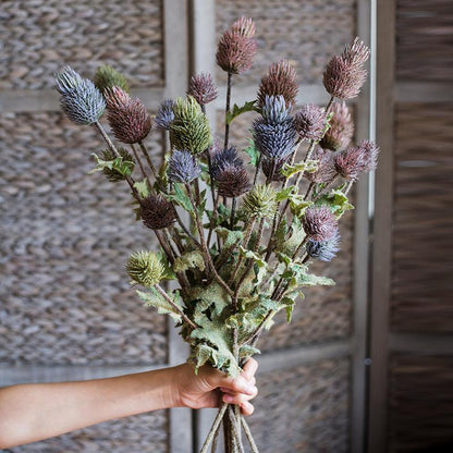 Faux Silk Artificial Thistle Flower Stem 26" Tall