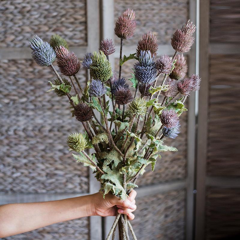Faux Silk Artificial Thistle Flower Stem 26" Tall, view 2