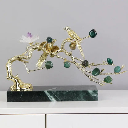Artisan amethyst and golden tree handicraft living room decor