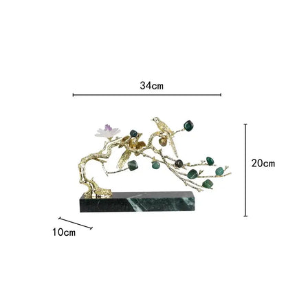 Artisan amethyst and golden tree handicraft living room decor