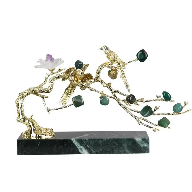 Artisan amethyst and golden tree handicraft living room decor