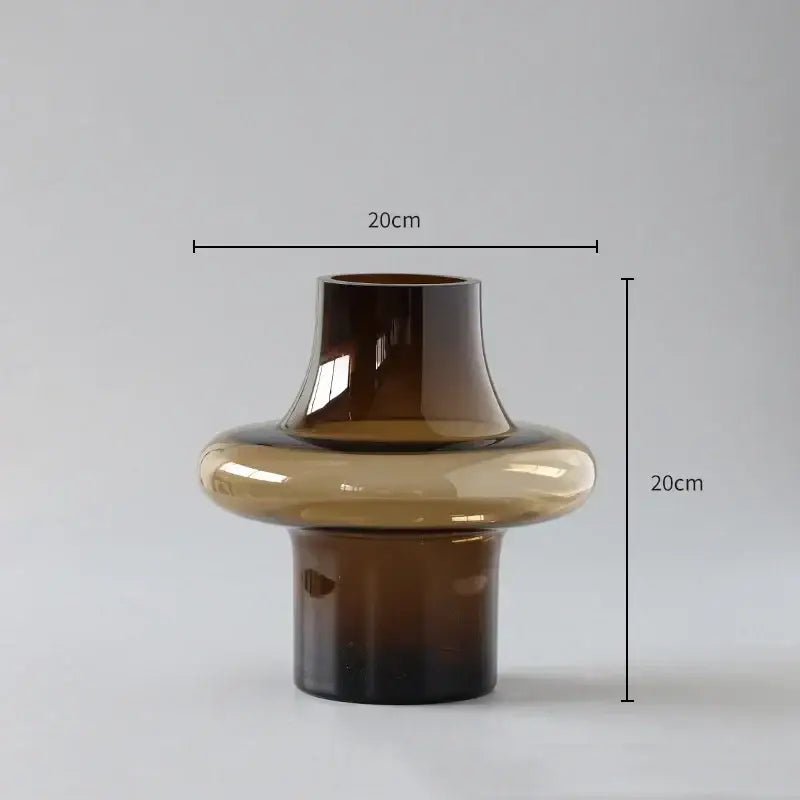 Artisan glass amber bulbous vase living room decor