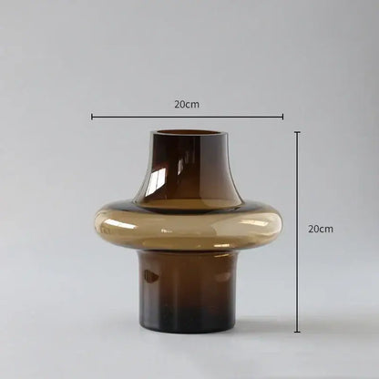 Artisan glass amber bulbous vase living room decor