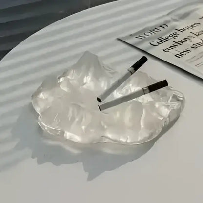 Artistic clear & gold iceberg glass dessert plate dining room decor