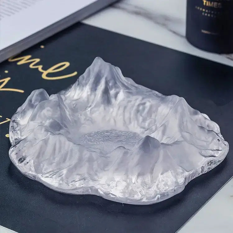 Artistic clear & gold iceberg glass dessert plate dining room decor
