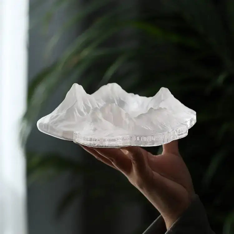 Artistic clear & gold iceberg glass dessert plate dining room decor