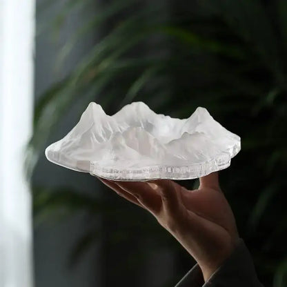 Artistic clear & gold iceberg glass dessert plate dining room decor