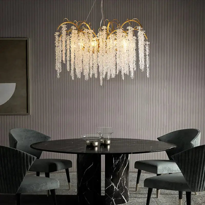 Artistic gold crystal wistaria ceiling chandelier for dining room