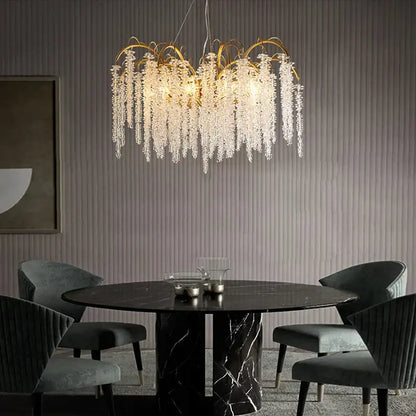 Artistic gold crystal wistaria ceiling chandelier for dining room