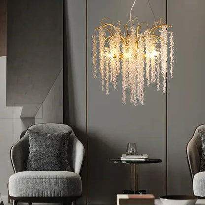 Artistic gold crystal wistaria ceiling chandelier for dining room