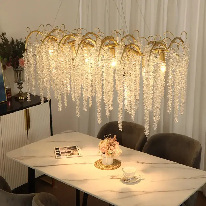 Artistic gold crystal wistaria ceiling chandelier for dining room