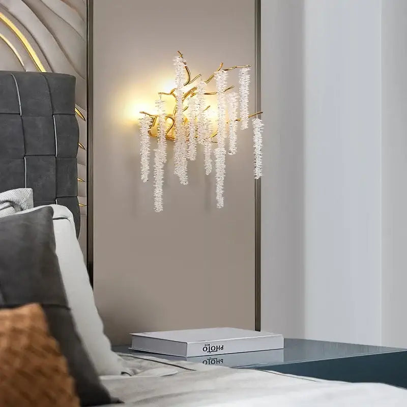 Artistic gold crystal wistaria ceiling chandelier for dining room