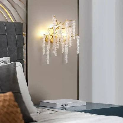 Artistic gold crystal wistaria ceiling chandelier for dining room