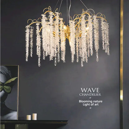Artistic gold crystal wistaria ceiling chandelier for dining room