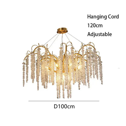 Artistic gold crystal wistaria ceiling chandelier for dining room