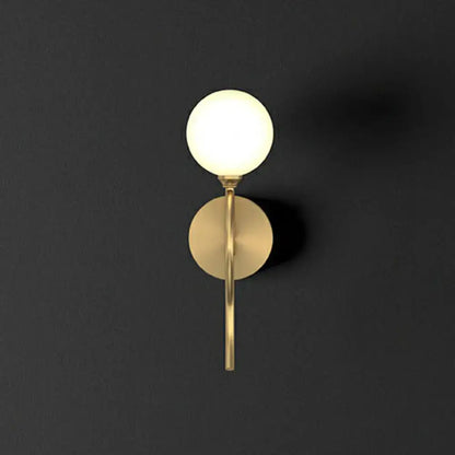 Artistic gold spherical wall lighting fixture bedroom glass sconce