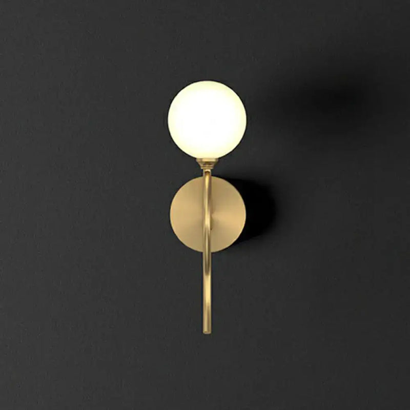 Artistic gold spherical wall lighting fixture bedroom glass sconce