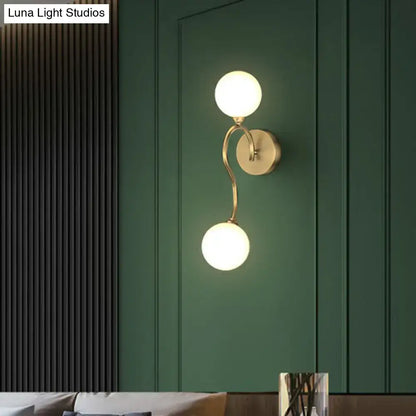 Artistic gold spherical wall lighting fixture bedroom glass sconce
