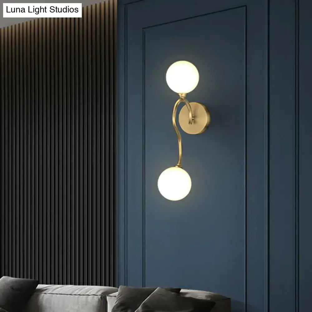 Artistic gold spherical wall lighting fixture bedroom glass sconce