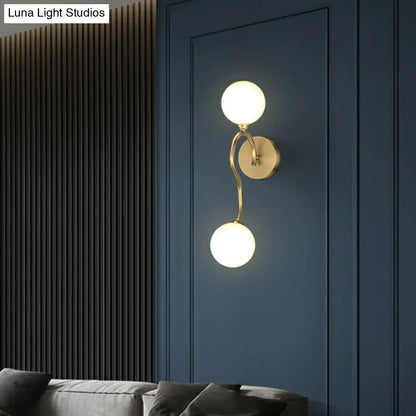 Artistic gold spherical wall lighting fixture bedroom glass sconce