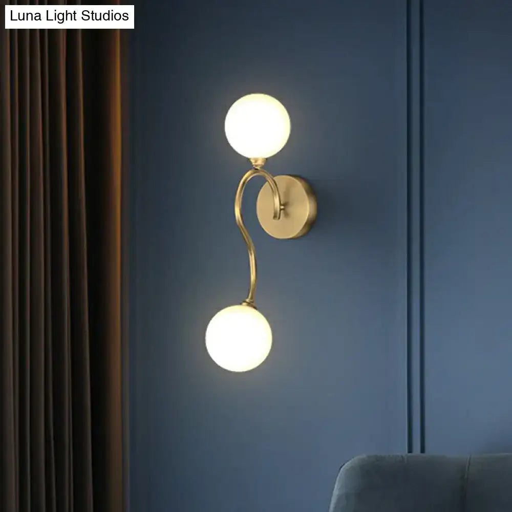 Artistic gold spherical wall lighting fixture bedroom glass sconce