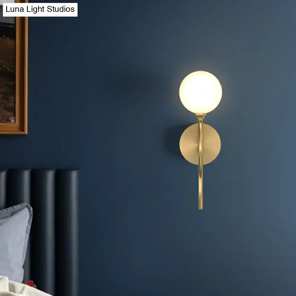 Artistic gold spherical wall lighting fixture bedroom glass sconce