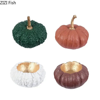 Artistic green and white gold pumpkin resin sculpture living room decor