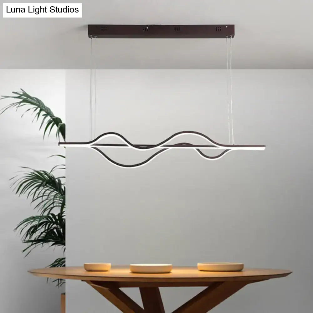 Artistic metal black & white wavy pendant light for dining room