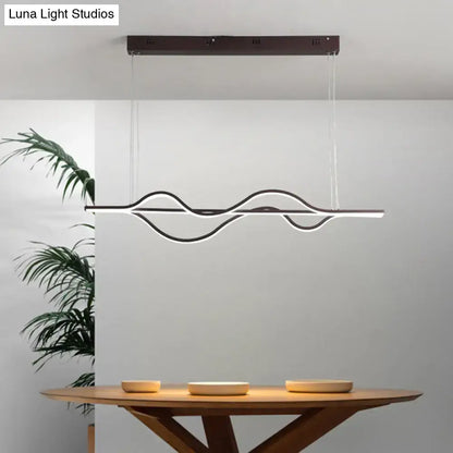 Artistic metal black & white wavy pendant light for dining room