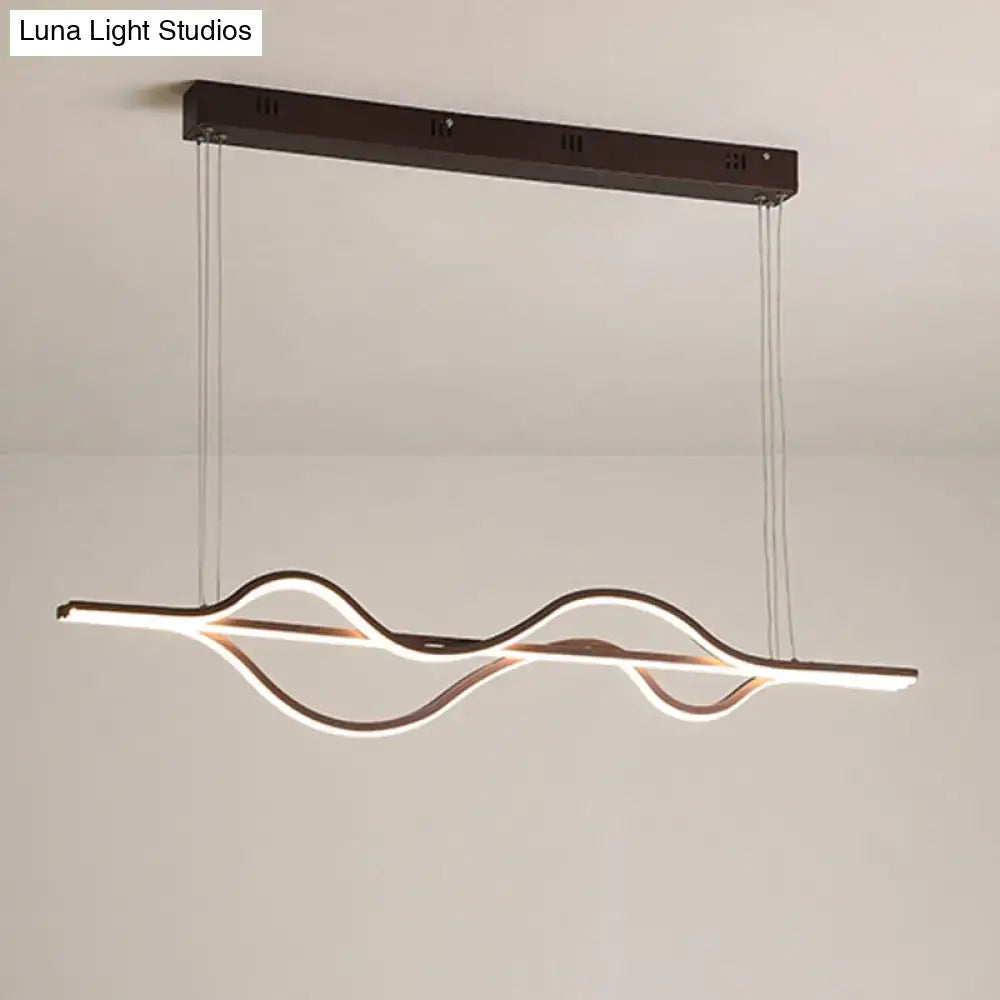 Artistic metal black & white wavy pendant light for dining room