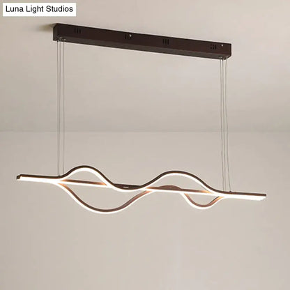 Artistic metal black & white wavy pendant light for dining room