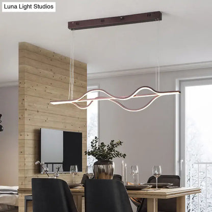 Artistic metal black & white wavy pendant light for dining room