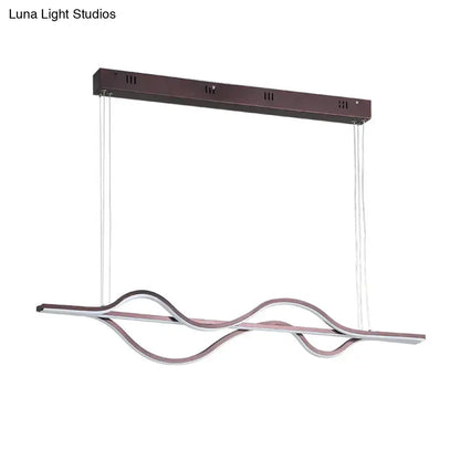 Artistic metal black & white wavy pendant light for dining room