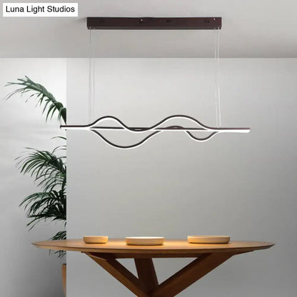 Artistic metal black & white wavy pendant light for dining room