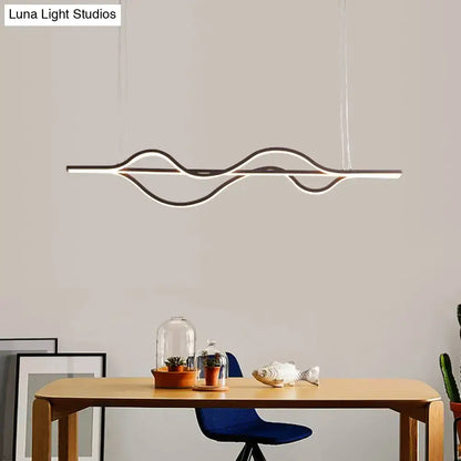 Artistic metal black & white wavy pendant light for dining room