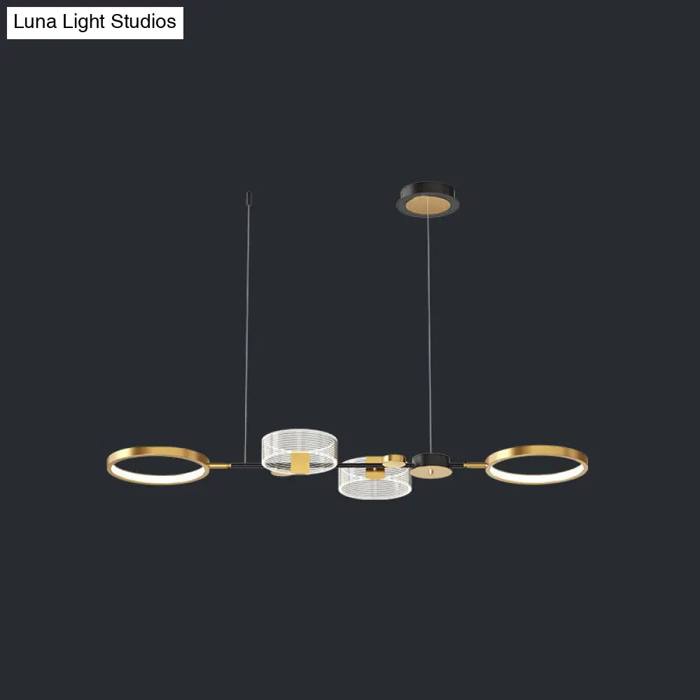 DecorBites™ Artistic Metal LED Ceiling Pendant Light for Dining Room - Gold Ring Island Fixture