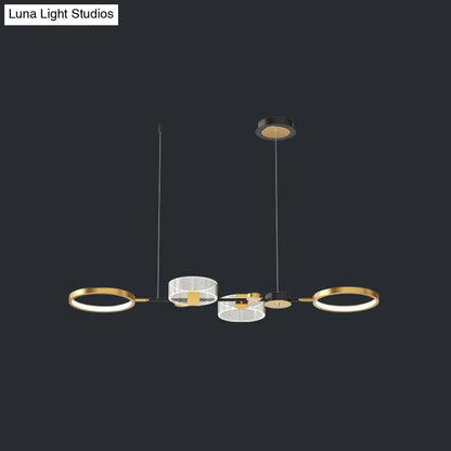 DecorBites™ Artistic Metal LED Ceiling Pendant Light for Dining Room - Gold Ring Island Fixture