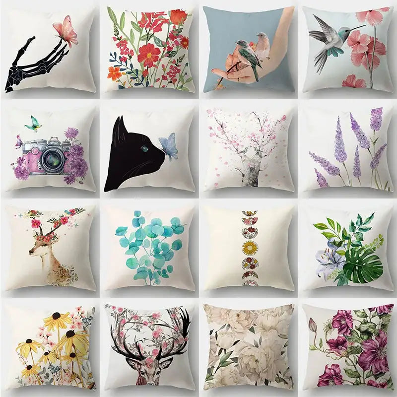 Artistic nature and animal short plush pillowcase bedroom decor