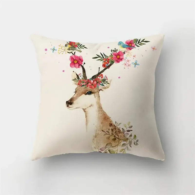 Artistic nature and animal short plush pillowcase bedroom decor