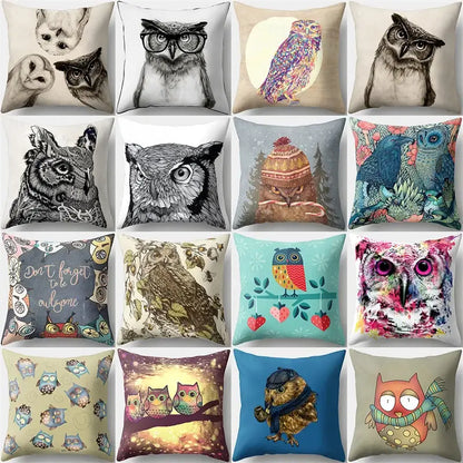 Artistic owl pillow cover bedroom decor