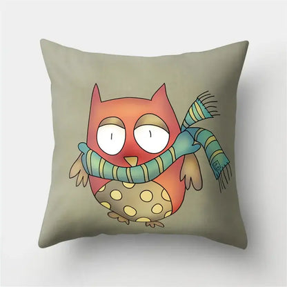 Artistic owl pillow cover bedroom decor