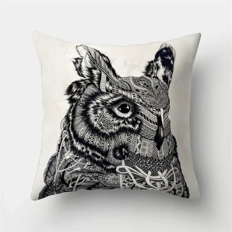 Artistic owl pillow cover bedroom decor