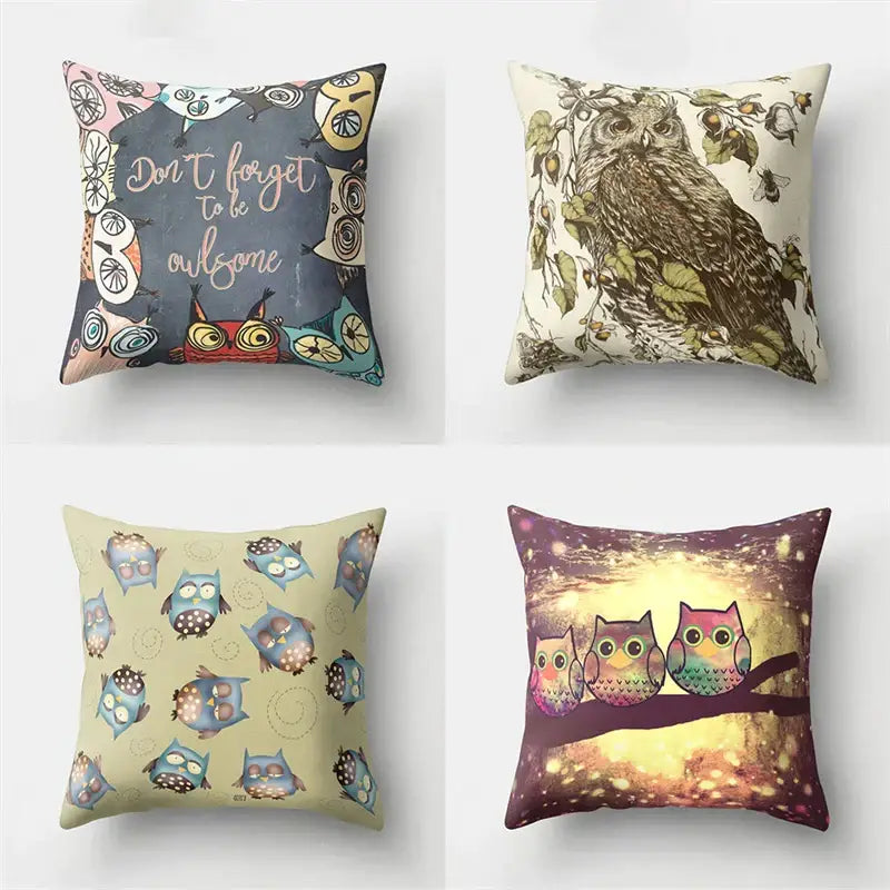 Artistic owl pillow cover bedroom decor